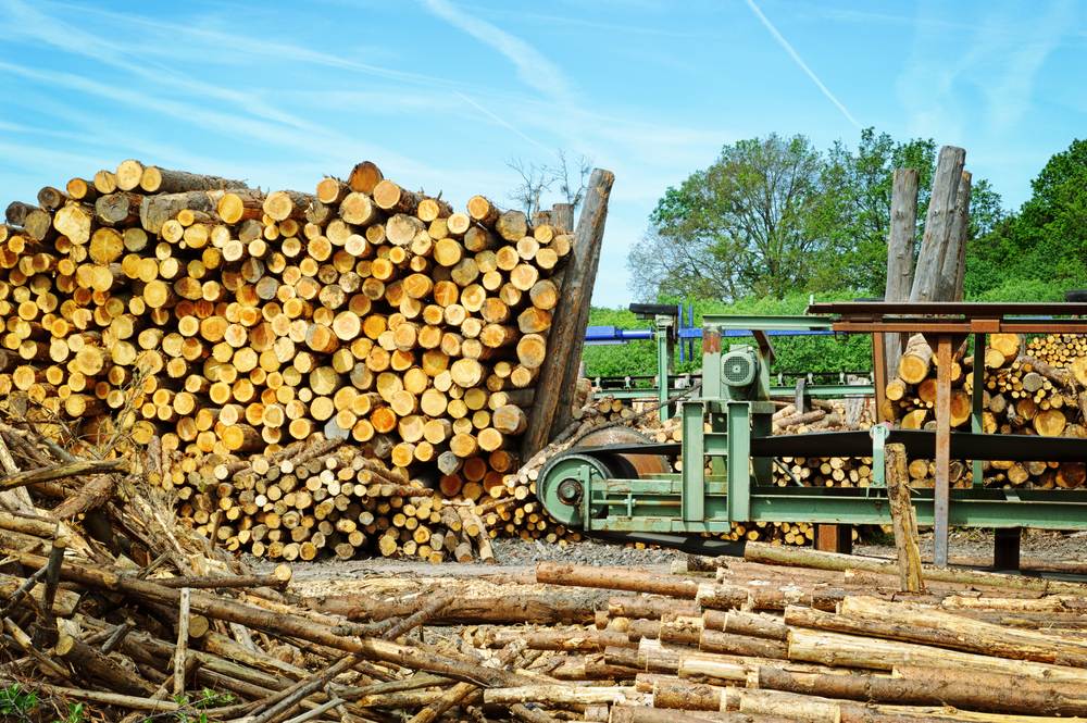 wood stacked at Lumber Mill